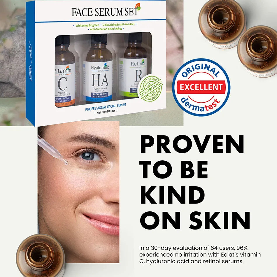 Facial Serums Skin Care Set / Vitamin C / Hyaluronic Acid / Retinol Serum for Face Anti Aging Serum