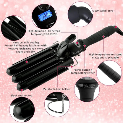 Electric 3 Barrel Curling Iron